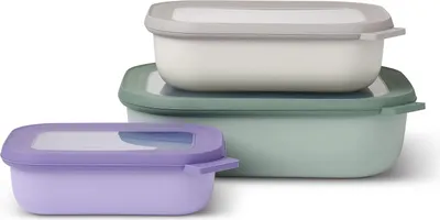 Image de Set de récipients multiples Cirqula rectangulaire 3-pièces (500+1000+2000 ml) Assorti - set de bols - récipients pour aliments - récipients de stockage - empilable - résistant au lave-vaisselle