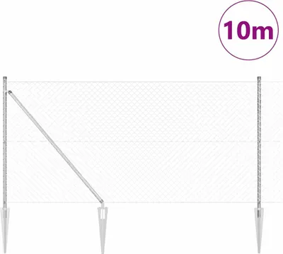 Produktbild von vidaXL Maschendrahtzaun mit Stacheln 10 x 1 m Verzinkter Stahl Silber