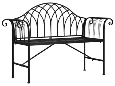 Zdjęcie produktu dla Ławka Ogrodowa Dla 2 Osób, 128 Cm, Czarna, Stalowa Lumarko!