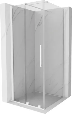 Produktbild von Mexen Velar ausziehbare Duschabtrennung 100 x 100 cm, transparent, Weiß - 871-100-100-01-20