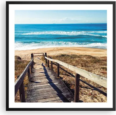 Produktbild von Gerahmtes Poster - Schwarzer Rahmen - Meer Strand Eintritt - 60x60 cm - Wand Bild - Wanddeko - Wandbilder - Kunstposter - Wandposter - Bilderrahmen - Bilder - Kunstdruck - Wandbild - P2BAC60x60-4359
