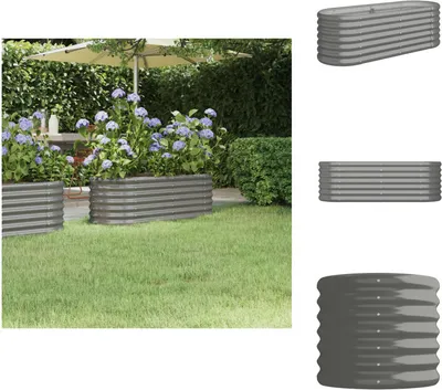 Immagine prodotto di vidaXL Letto rialzato in acciaio verniciato a polvere 114x40x36 cm Grigio - Vasi e fioriere