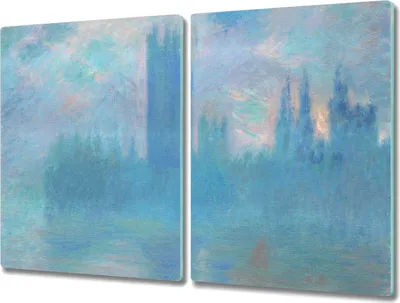 Produktbild von Coloray Hackbrett Küchenbrett Kochplattenabdeckung Schneidebrett Herdabdeckplatte 2x40x52 cm - Monet Häuser des Parlaments