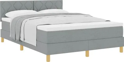 Produktbild von Boxspringbett mit Matratze Hellgrau 140 x 190 cm Stoff