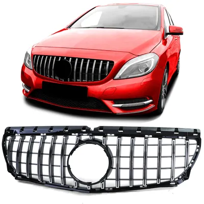 Sport Kühlergrill Schwarz Glanz Chrom passt für Mercedes B Klasse W246 2011-2014 – Produktansicht