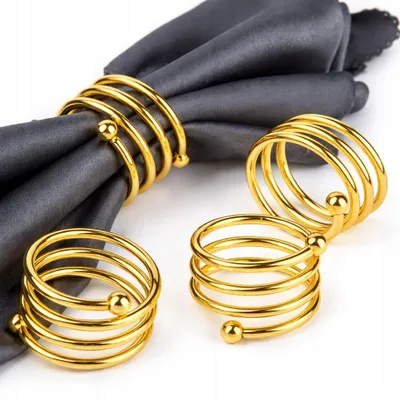 Produktbild von Goldene Spanne Für Banquett-Servietten – Goldene Federn, Edelstahl