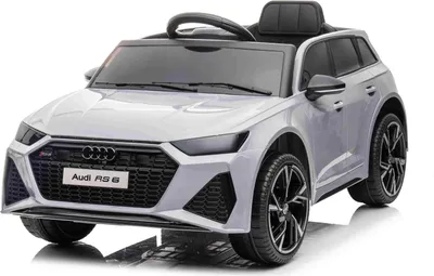 Produktbild von Elektrisches Kinderauto Audi RS6, Grau, Ledersitz, Türen zum Öffnen, 2x 25-W-Motor, 12-V-Batterie, 2,4-GHz-Fernbedienung, weiche EVA-Räder, LED-Leuchten, Sanftanlauf, Stoßdämpfer, ORIGINAL-Lizenz