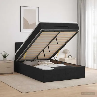 Immagine prodotto di Letto ottomano esclusivo, con materasso, nero, 120 x 200 cm, rivestito in tessuto