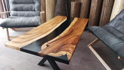 Produktbild von Tisch mit Epoxidharz veredelt - Holz Platte Massivholz Küchenplatte Tisch