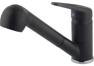 Produktbild von Franke Messing Hochdruck Armatur, Wasserhahn Novara Plus Auszugsbrause Onyx Obenbedienung 115.0692.886 - inkl.