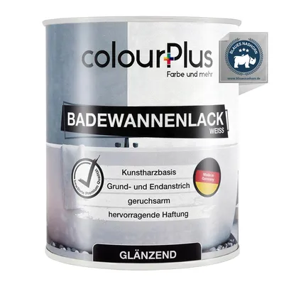 Produktbild von colourPlus Badewannenlack 750ml, Weiß gänzend | Hochdeckende, wasserbeständige Badewannenfarbe | ideal für Badewanne, Duschwanne und Waschbecken
