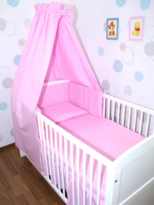 Produktbild von Primawela Baby Bettset- 6 teiliges Set mit Vollstoff Himmel Bettwäsche Nestchen 17. Rosa