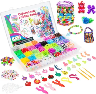 Productafbeelding van 2800+ loom-bandenset, 32 kleuren, loom-bandjes, accessoires, kleurrijke elastieken, loops, elastiekset voor armbanden, kinderen, beginners, knutselen