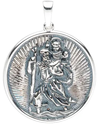 Produktbild von Amulett Anhänger Schutzpatron Christopherus rund aus 925 Silber teilgeschwärzt