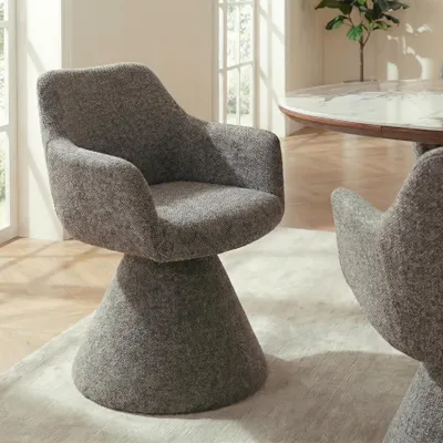 Produktbild von riess-ambiente Esszimmerstuhl AMBIENTO braun Strukturstoff 180° drehbar mit Auto-Return-Funktion