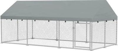 Produktbild von LARS360 großer Hühnerstall 4x2x1.65m rechteckig – wetterfestes Freilaufgehege aus verzinktem Stahl mit Tür für Hühner, Enten, Kleintiere