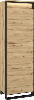 Produktbild von Furniture24 Schrank Quant QA-02 Hochschrank mit 4 Einlegeboden Drehtürenschrank 1 Türiger Wohnzimmerschrank mit LED Beleuchtung