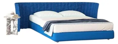 Produktbild von Stilvolles Blaues Designerbett Moderne Schlafzimmer Polsterbetten