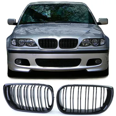 Kühlergrill Doppelsteg SCHWARZ GLANZ für BMW 3er E46 Limo / Touring 2001-2005 – Produktansicht