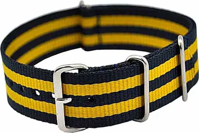 Produktbild von Uhrenarmband Durchzugsband Nylon blau/gelb 22mm NATO STRAP