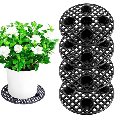 Immagine prodotto di Omgoods - Set di 4 supporti per piante rotondi in plastica per il drenaggio