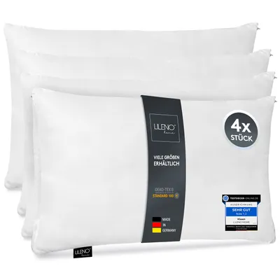 Produktbild von LILENO HOME Microfaser Kissen 40x60 cm [4er Set] bis 95 Grad waschbar mit Reißverschluss - Kopfkissen 40x60 cm als Kissen-Füllung für Bett oder als Deko-Kissen - Sofa-Kissen & Zier-Kissen