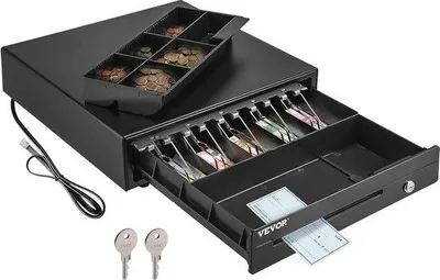 Produktbild von Famanu Kassenschublade 16 Zoll für POS-Systeme - Tragbare Geldlade mit 5 Scheinfächern und 6 Münzfächern