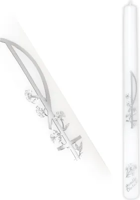Image de Bougie de baptême avec motif argenté - Bleuet
