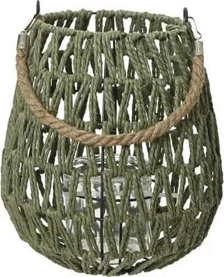 Produktbild von Windlicht - aus Papierseil - ca. 27 cm - grün