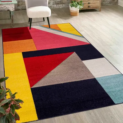 Produktbild von Kurzflor Teppich Mazovia Geometrisch Bunte Teppich für Wohnzimmer, Schlafzimmer, Jugendzimmer - 180 x 250 cm