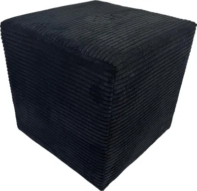 Produktbild von Cord-Hocker POSO 40x40 cm gepolstert quadratisch – weicher Sitzhocker oder Fußhocker für Wohnzimmer/Schlafzimmer – Schwarz