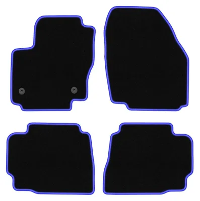 Produktbild von Velours-Fußmatten für Ford Mondeo MK4 2012-2014 (Liftback/Limousine/Kombi) – 4-tlg, Schwarz/Blau, passgenau – Wielganizator CARLUX