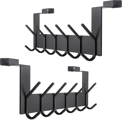 Immagine prodotto di Ganci metallici da porta - ganci appendiabiti multifunzionali - Set da 6 - 39 x 2,5 x 10 cm