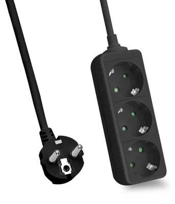 Immagine prodotto di Prese multiple helos CLASSIC, a 3 prese, nero, 1,5 m, senza interruttore