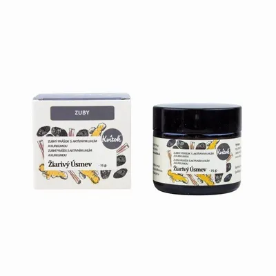 Obrázek produktu pro Kvitok Zářivý úsměv zubní prášek s aktivním uhlím 25 g