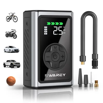 Image de Pompe à air électrique sans fil, compresseur d'air portable de 150 PSI avec éclairage LED et manomètre pour pneus