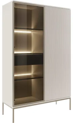 Produktbild von Vitrine SANTO 02, Kaschmir, PUSH-TO-OPEN, 166 cm hoch, 104 cm breit, 39 cm tief