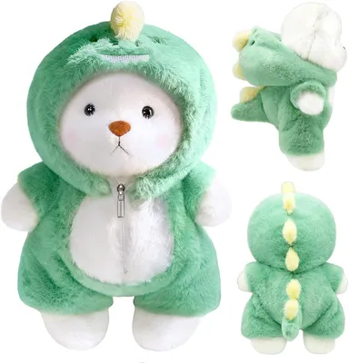 Immagine prodotto di Peluche da 30 cm, verde, con costume da dinosauro, per bambini
