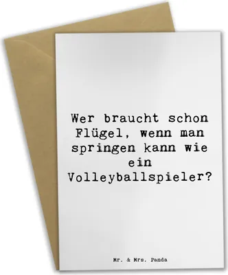 Produktbild von Mr. & Mrs. Panda valentinstagskarte Spruch Volleyball Sprung - Weiß - Geschenk, Teamarbeit, osterkarte, Klappkarte, Flügel, weihnachtskarten, Sportler, Grußkarten, Sport