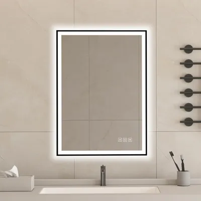 LED-Badspiegel 50x70 cm, dimmbar, beschlagfrei, 3 Farben