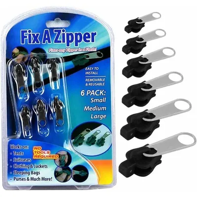 Produktbild von Clip-On-Reißverschlussschieber, Reißverschluss-Reißverschluss, Zlideon-Reißverschlussschieber, Reparaturset für metallische Reißverschlüsse für Kleidung, Taschen, Jacken, Zelte, Gepäck