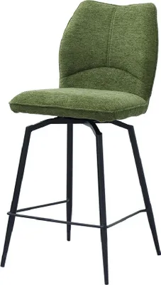 Productafbeelding van Swivel Counter Chair CROFT - Groene stof - Zwarte metalen poten - Hoogte 103 cm - Design / Industriële stijl