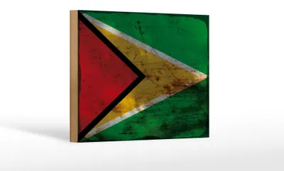 Produktbild von Holzschild Flagge Guyana 18x12 cm Flag of Guyana Rost Dekoration