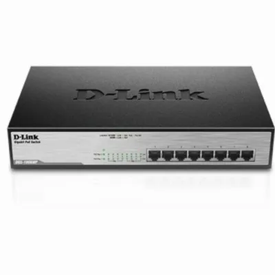 Imagen del producto de Switch D-Link DGS-1008MP, 280 mm. Switch D-Link DGS-1008MP, 8 puertos Gigabit Ethernet con alimentación PoE. Venta al por menor