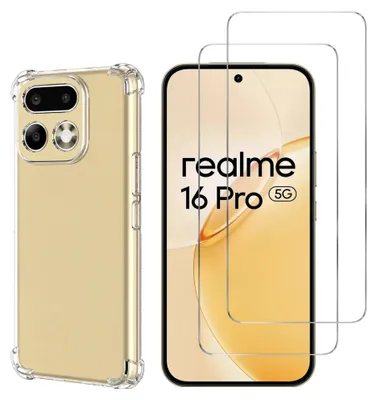 Produktbild von Stoßfeste Hülle für Realme 16 Pro 5G und 2 Displayschutzfolien aus gehärtetem Glas Phonillico®