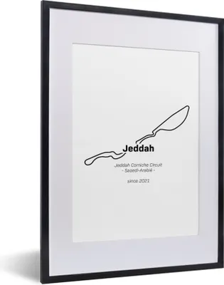 Produktbild von MuchoWow® Gerahmtes Poster Formel 1 - Rennstrecke - Jeddah 30x40 cm - Poster mit Schwarzem Bilderrahmen Wandposter Rahmen Foto Bilder - Wandposter Schlafzimmer
