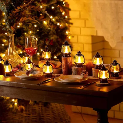 Produktbild von 12pcs Mini Laterne LED Kleine Hängende Laterne Halloween Weihnachtsdeko Laterne