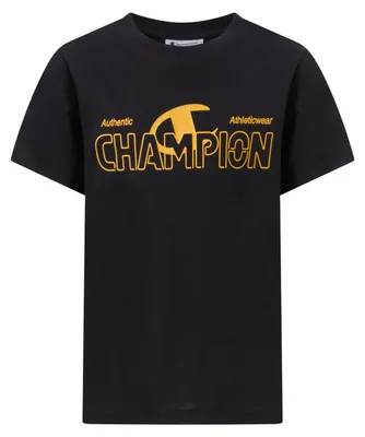 Produktbild von Champion Boy Crewneck T-Shirt mit Graphic Logo Hemd, Schwarz (Kk001), M für Jung