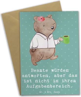 Produktbild von Mr. & Mrs. Panda Glückwunschkarte Beamtin Humor - Meeresbrise - Geschenk, Geschenke für Berufstätige, Berufsalltag, Beamte, Grußkarte, weihnachtskarten, Aufgabenbereich