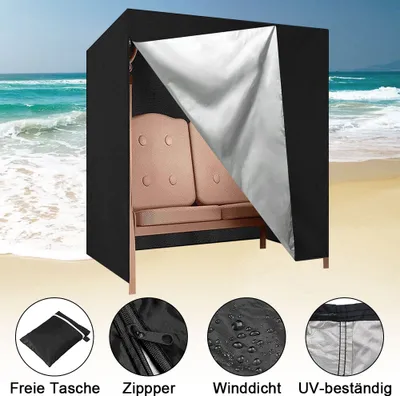 Produktbild von Hollywoodschaukel Schutzhülle Heavy Duty 420D Oxford [130x170x100cm] Wasserdicht & UV-Beständig – Winddichte Abdeckung für Gartenschaukeln inkl. Klettverschluss und Tragetasche